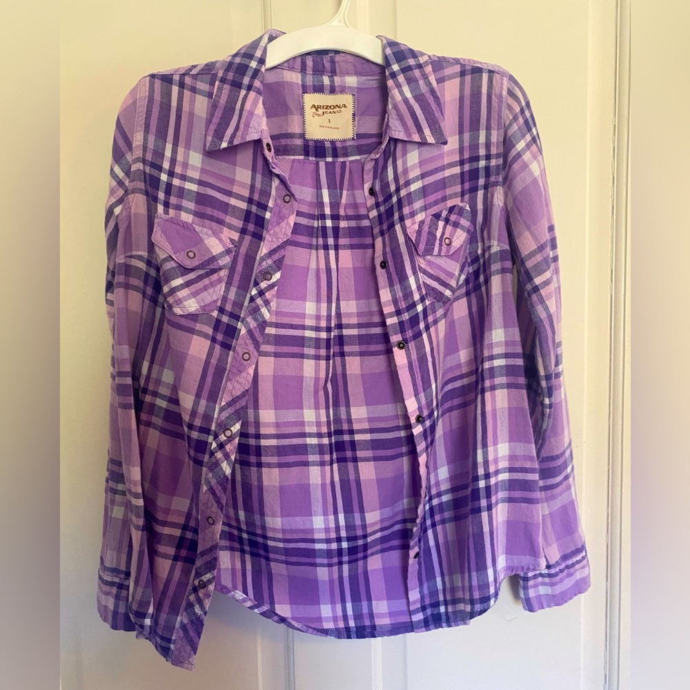 Youth purple plaid shirt